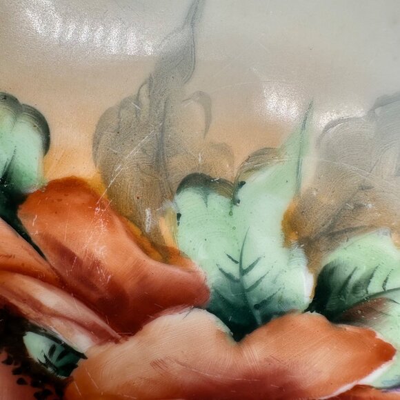 Antique Hand Painted Porcelain Bowl Poppy Red Flowers Gold Gilt Beyer & Boch - Picture 8 of 11